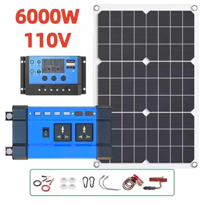 6000W Solar Power Complete Kit 12V To 220V Inverter