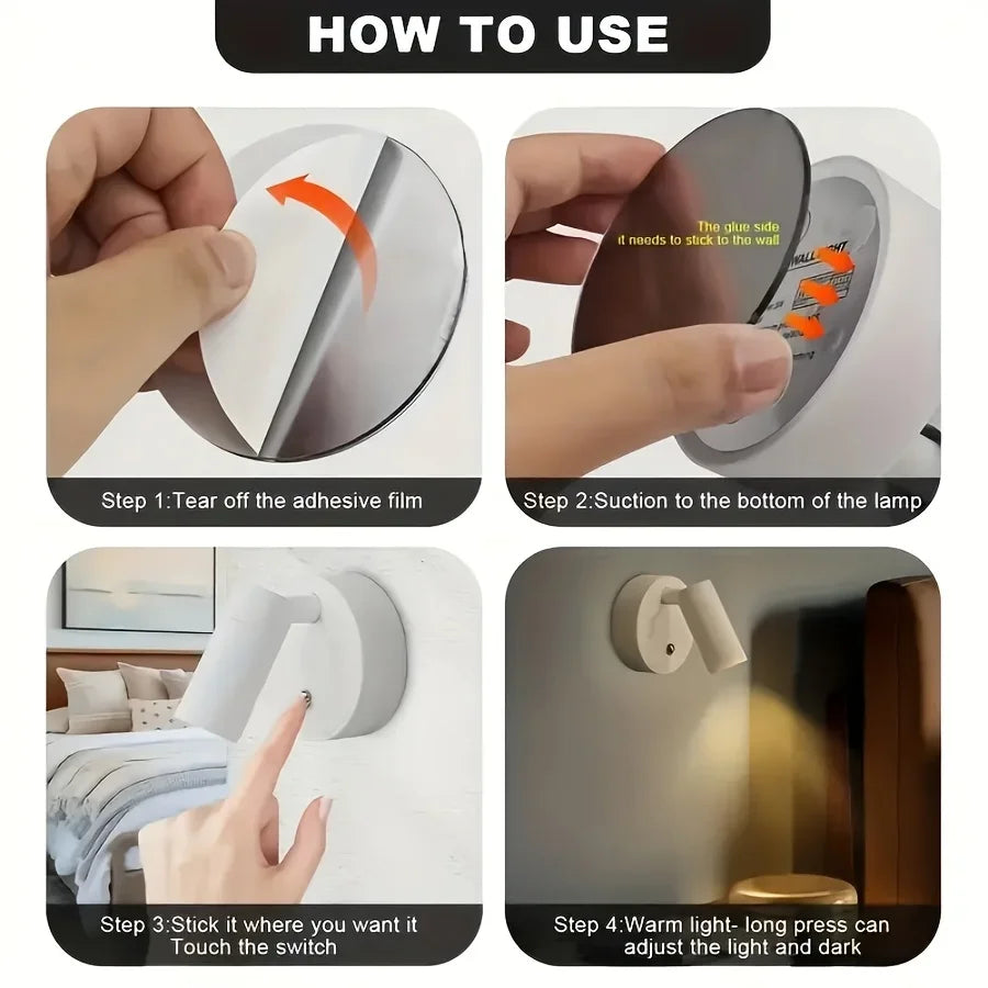 Magnetic Base USB Rechargeable LED Cordless Light with Touch Switch