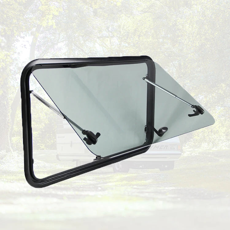 RV23RW-TG RV Rounded Corner Window Tempered Glass with Aluminum Alloy Black Outer Frame and White Inner Frame for caravan