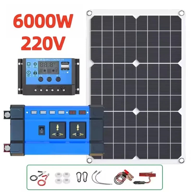 6000W Solar Power Complete Kit 12V To 220V Inverter