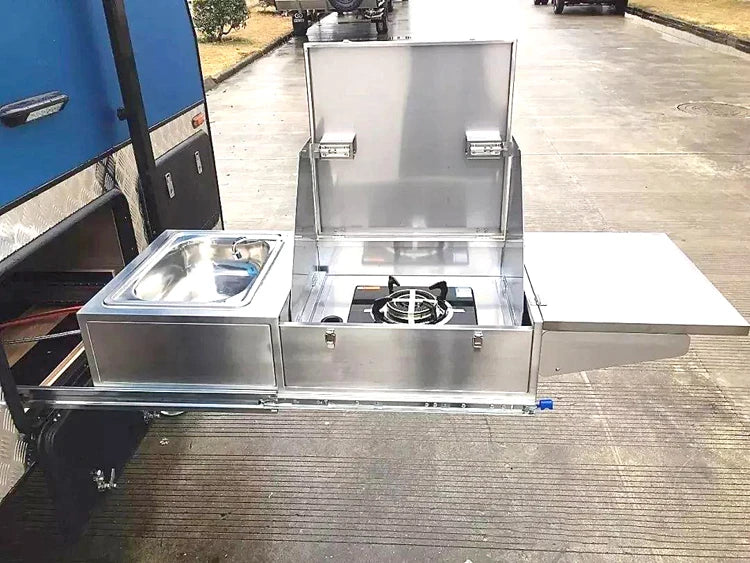 RV Single Burner Gas Stove with Tempered Glass Lid Stainless Steel