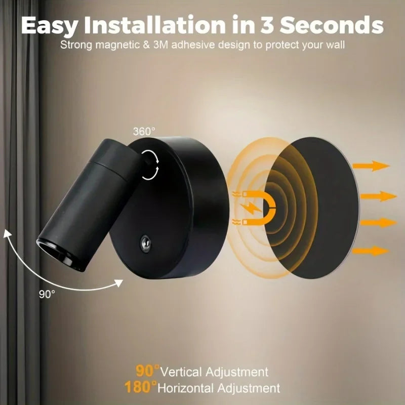 Magnetic Base USB Rechargeable LED Cordless Light with Touch Switch