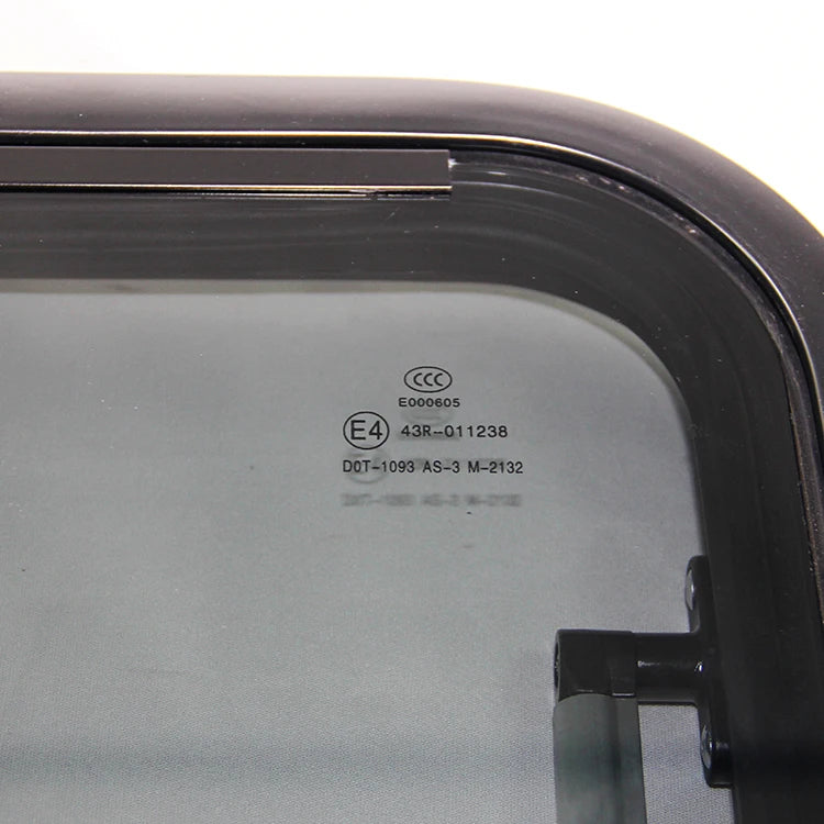 RV23RW-TG RV Rounded Corner Window Tempered Glass with Aluminum Alloy Black Outer Frame and White Inner Frame for caravan