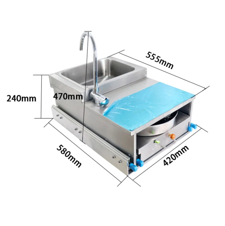 RV Single Burner Gas Stove with Tempered Glass Lid Stainless Steel