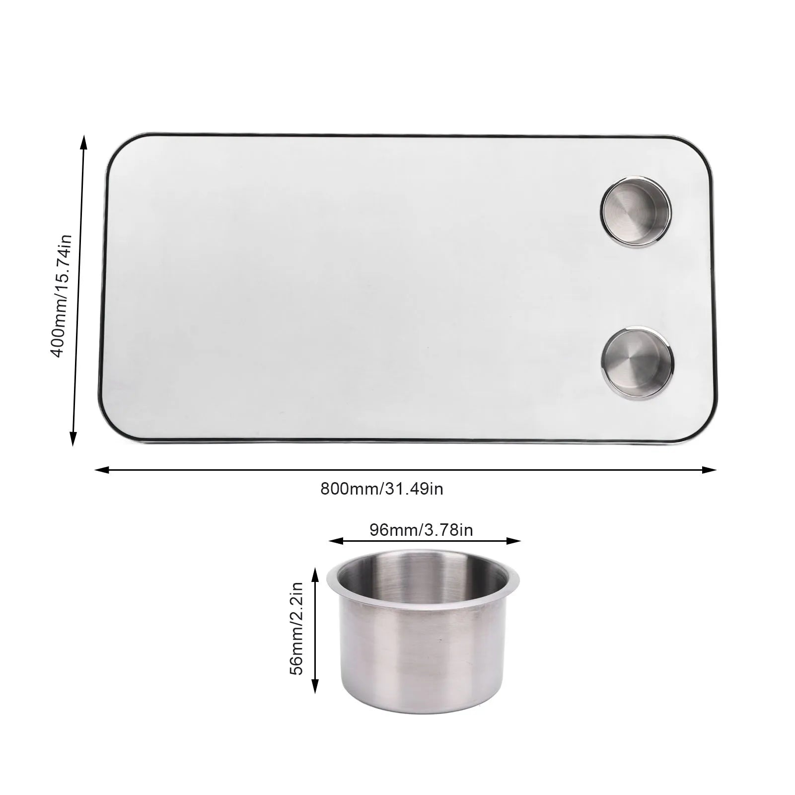 RV Table Top  Wood with 2 Stainless Steel Cup Holders