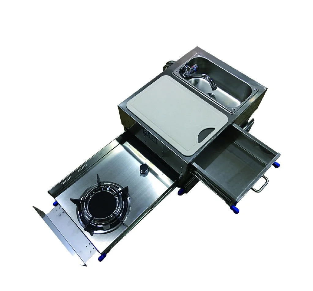 RV Single Burner Gas Stove with Tempered Glass Lid Stainless Steel